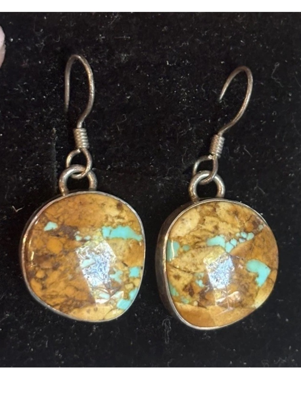 Vintage Benjamin Piaso Navajo Turquoise Matrix 925 Sterling Silver Earrings